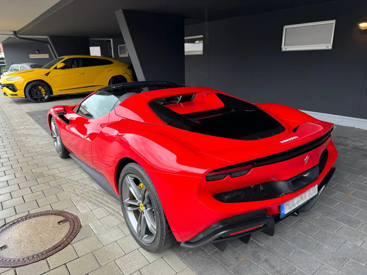 Ferrari 296 GTS Spider 2024, rear view — Milan Super Car Rental, Milan. Ferrari 296 GTS Spider in Milan The Ferrari 296 GTS Spider is available to rent in Milan…